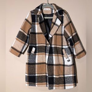 Shein Plaid Overcoat Jacket Girls Size 5 Years